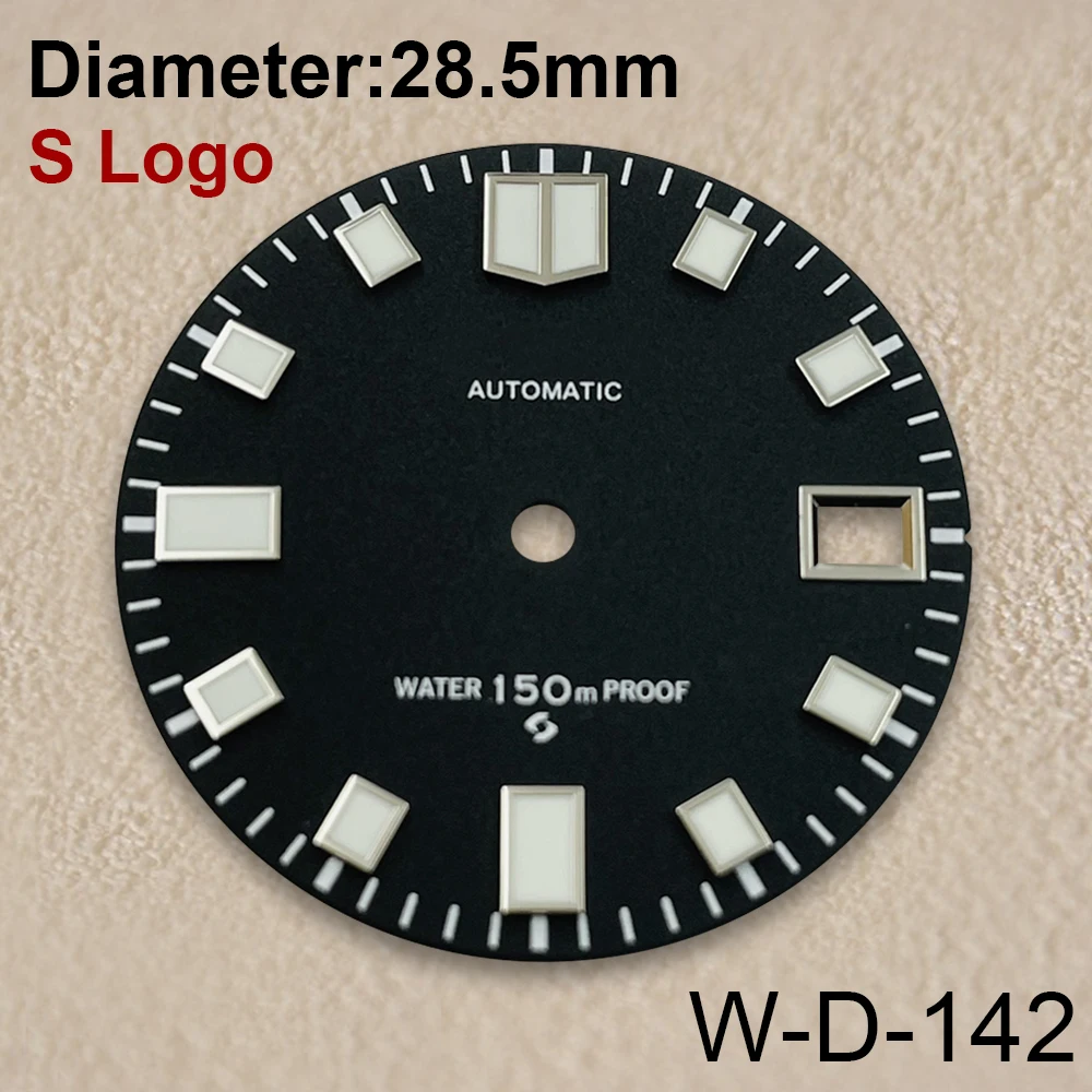 28.5mm S Logo Diving Dial Suitable For NH35/NH36 Automatic Movement Green Luminous Fit 3/3.8 o'clock Watch Accessories