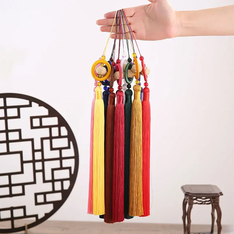 매우 긴 술, 아름다운 단색, 장식 펜던트, DIY 수공예 액세서리, 구슬 프린지, 37cm