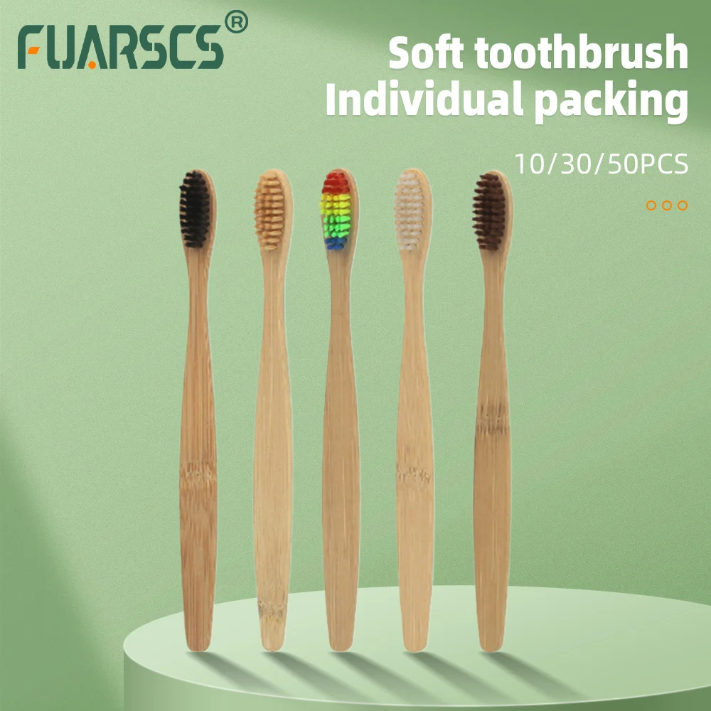 

10/50PCS Colorful Natural Bamboo Toothbrush Set Soft Bristle Charcoal Teeth Whitening Bamboo Toothbrushes Soft Dental Oral Care