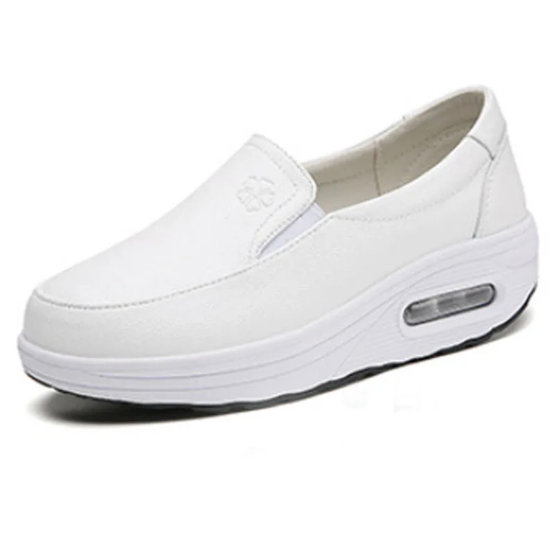 Spring air cushion nurse shoes white platform platform shake shoes leather women's shoes work shoes travel single shoe Wedges 2