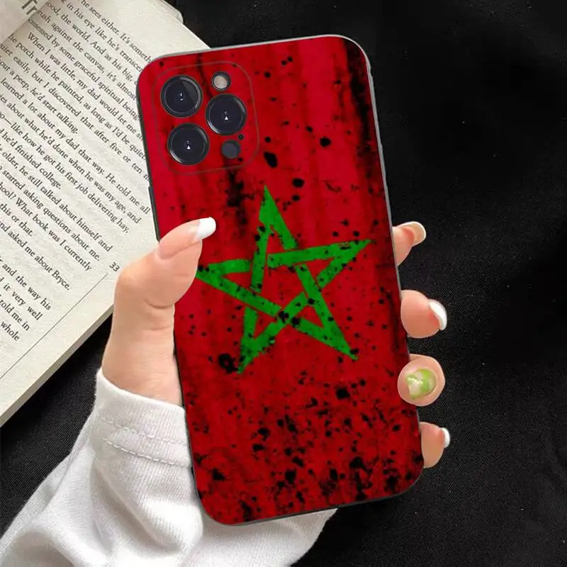 thumbnail image 1 of Funda de silicona suave con bandera de Marruecos para iPhone 14, 13, 12, 11 Pro, Mini, XS, MAX, 8, 7, 6 Plus, X, XS, XR, 1 of 4