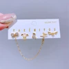5pcs/set Mixed Cartoon Stud Earrings Gold Color Plated Cubic Zirconia Crystal Women Girls Jewellery 1