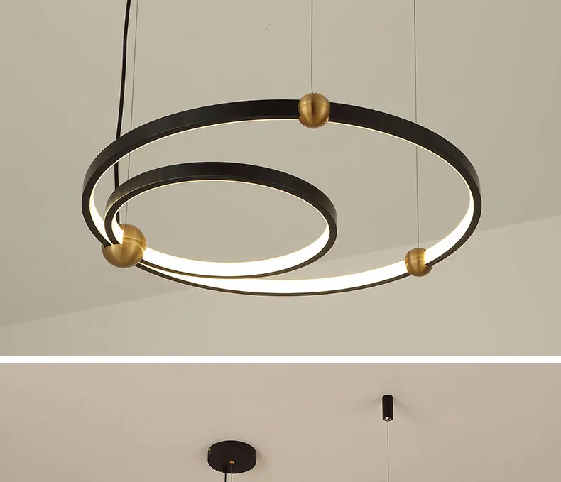 Lach Modern Chic Ringförmige Pendelleuchte Schwarz-Gold Ring LED Deckenpendelleuchte Innenbeleuchtung für Esszimmer Küchentisch – Detail 13