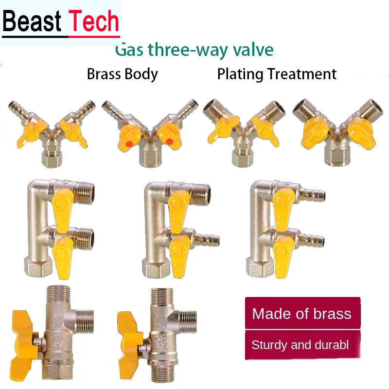 

Natural Gas Stove Three-way Ball Valve 1/2 Inch Brass Valve Switch Natural Gas Pipe Needle Mouth Socket Fittings