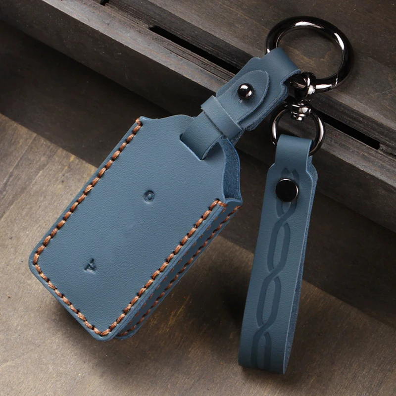  가죽 자동차 키 케이스 블루투스 리모컨 키 가방 내구성 있는 키체인 보관 파우치 (볼보 EX30 용)