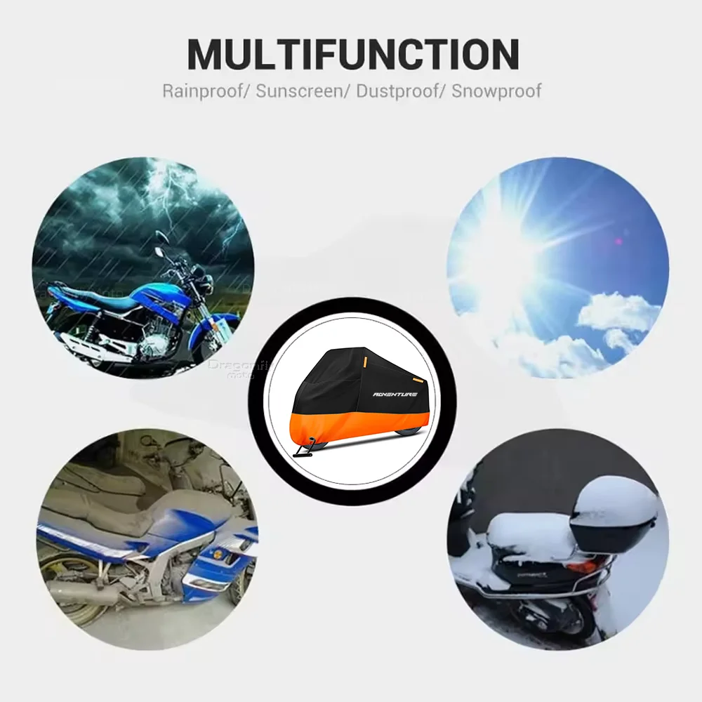 KTM 390 790 1050 1090 1190 890 어드벤처 ADV 1290 어드벤처 오토바이 커버 두꺼운 210D 방수 야외 자외선 차단