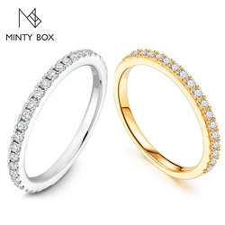 MINTYBOX Moissanite Wedding Band Ring S925 Sterling Sliver Brilliant 1.5mm Diamond Rings for Women All Pass Test Fine Jewelry