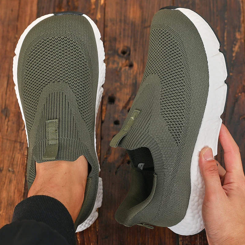 Unisex Knit Slip-On Walking Shoes - Anti-Slip Casual Sneakers, Lightweight & Wear-Resistant Loafers