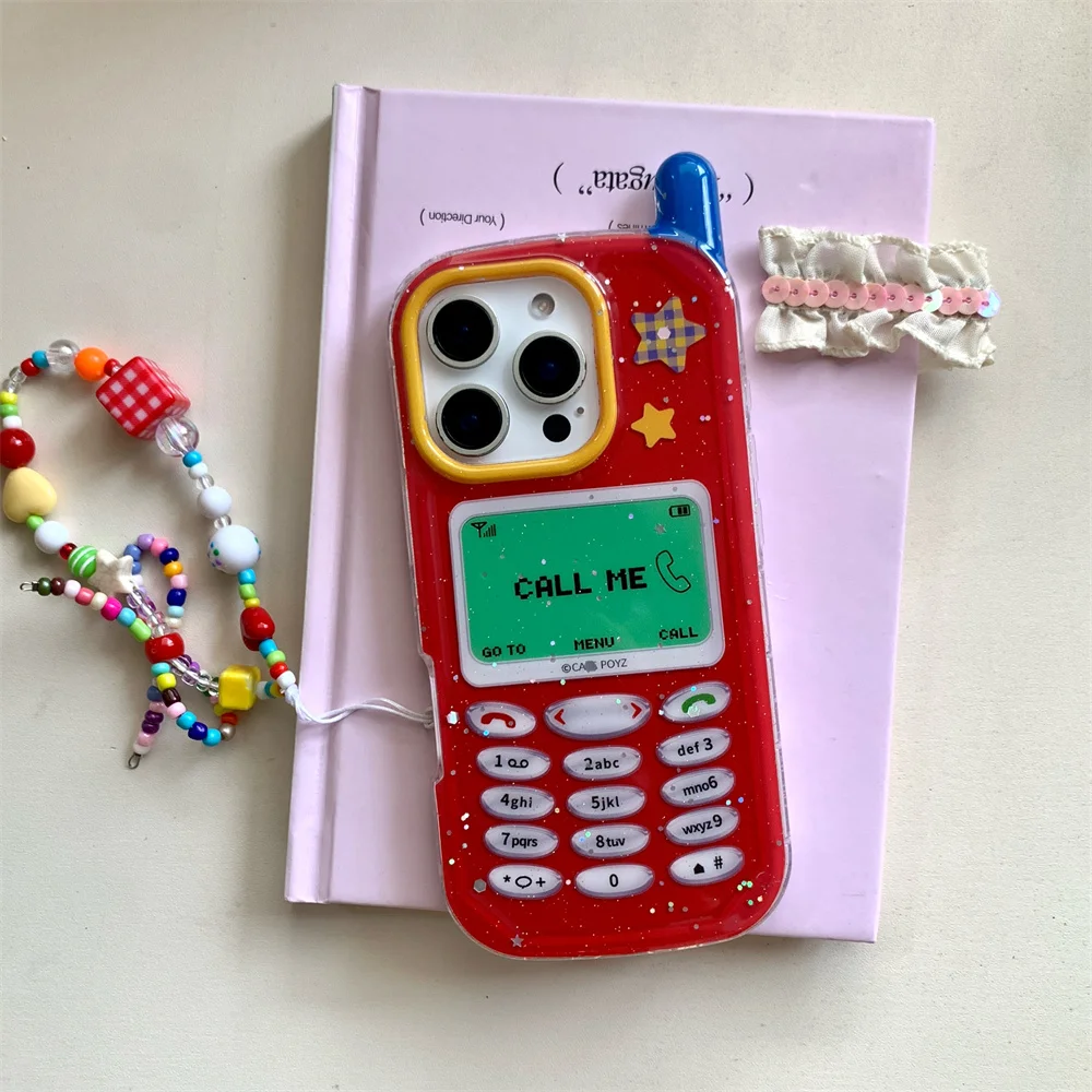 Glitter cartoon mobile model phone case for iPhone 13 15 14 16 Pro Max 15 16 Fundas with hinged shockproof cute protective cover view 5