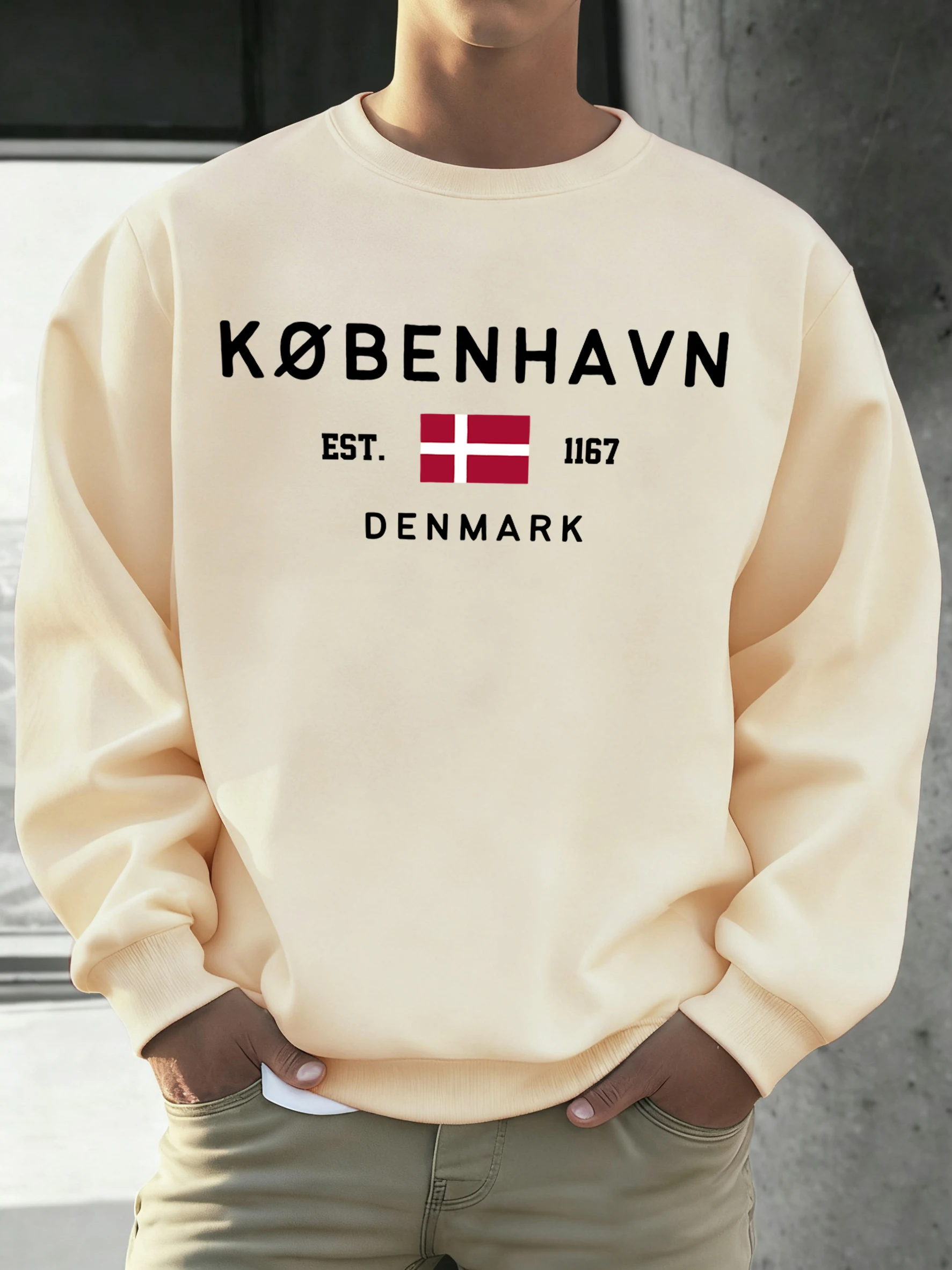 Kobenhavn Dänemark Flagge Gedruckt Sweatshirt Männer Fleece Mode Pullover Kreative Herbst Sportswear Unisex All-Match Oansatz Kleidung – Detail 20