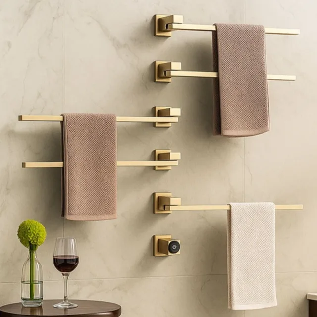 เครื่องอุ่นผ้าขนหนูแบบติดผนัง สแตนเลส หมุนได้ กันน้ำ ใช้ไฟฟ้า อุปกรณ์เสริมในห้องน้ำ 1