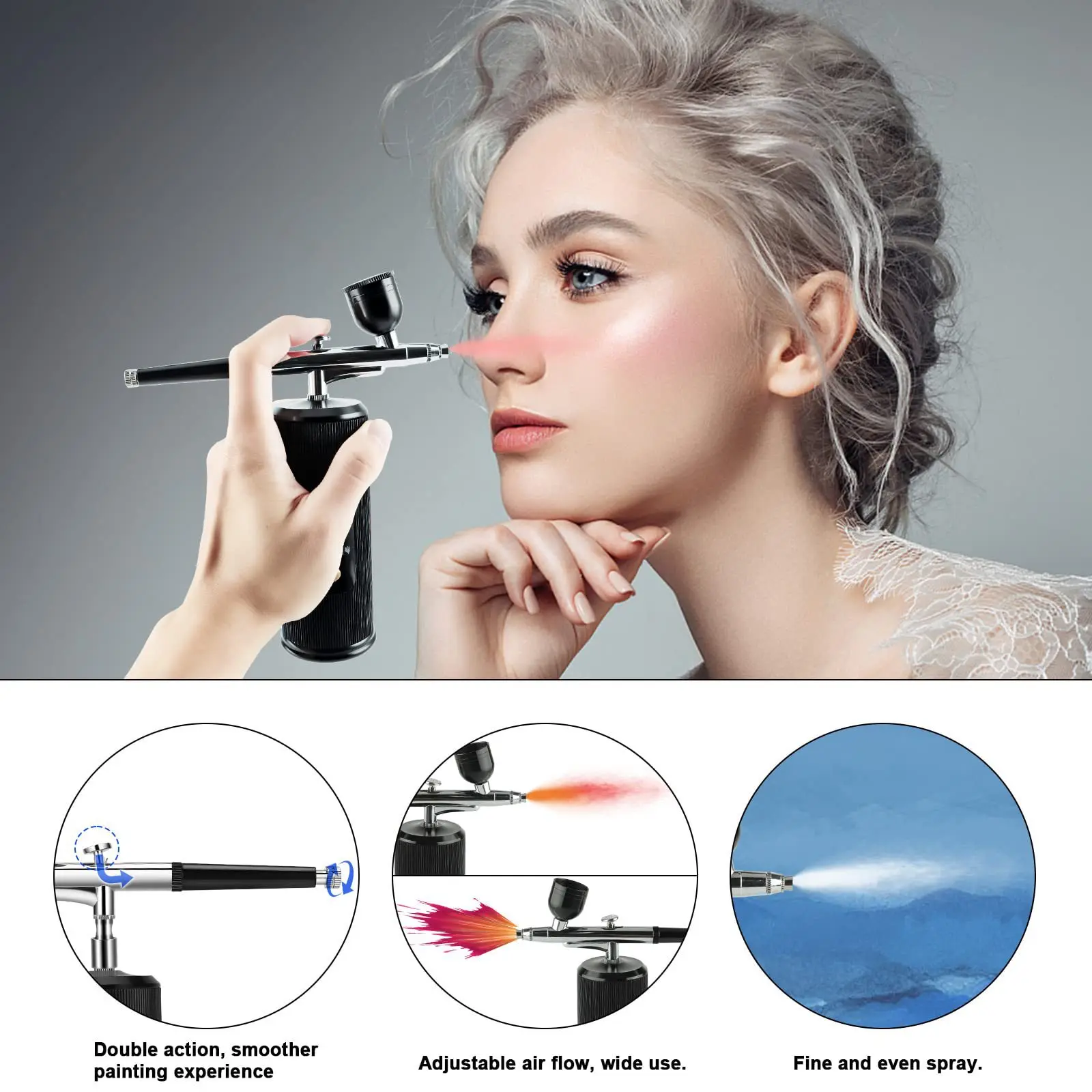 Handheld Airbrush Kit with Compressor, Cordless Airbrush Mini Makeup  Machine Kit, Air Brush Sprayer Gun for Nail Art, Makeup, Cake Decorating,  Barber