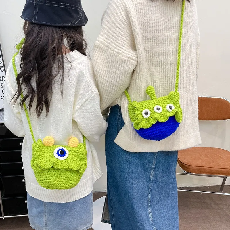 

Children Kids Cartoon Cute Animal Crochet Coin Purse Knitted Shoulder Bag Little Girls Kawaii Crossbody Purse