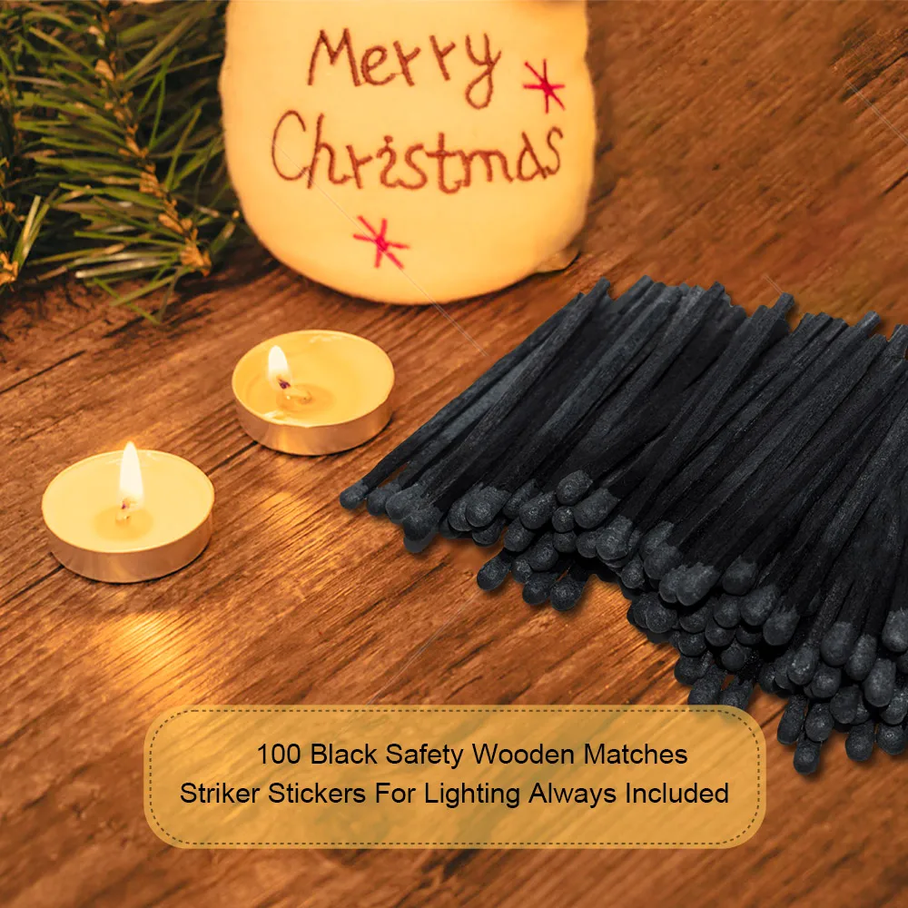 2" All Black Safety Matches 100pcs Long Wooden Matchsticks Candles Fireplace Camping USA