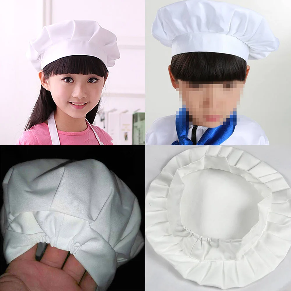 Baby Kid White Chef Hat Elastic For Party Kitchen Baking Cooking Costume Cap Gorro Cocinero Blanco Fast Drop Shipping 3