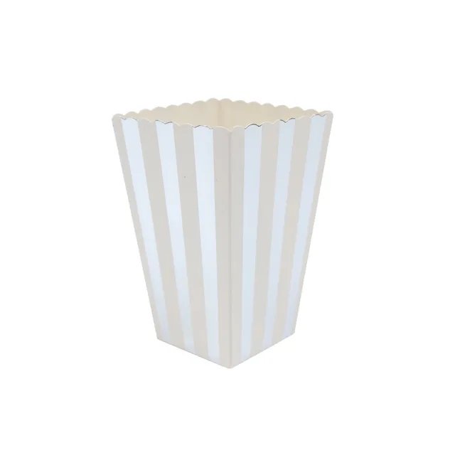 WALMD 6pcs Popcorn Box Colorful Chevron Stripes Dot Gold Gift Box Party Favour Wedding Pop Corn Kid Party Decoration Bags Loot silver stripes