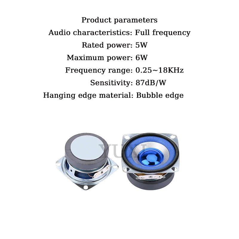 YUXI 2-Inch Full Frequency Blue Speaker - 5W 4-Ohm Replacement Part