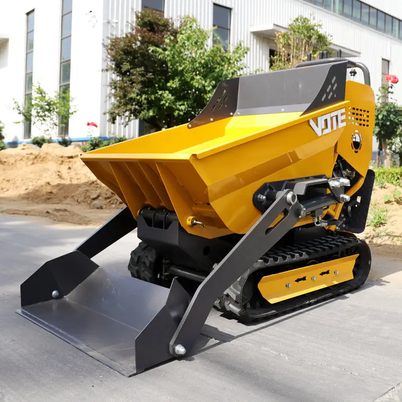 

500kg Loading Capacity Self Load Gasoline Engine Powered Transporter Rubber Mini Dump Truck Crawler Dump Truck For Sale