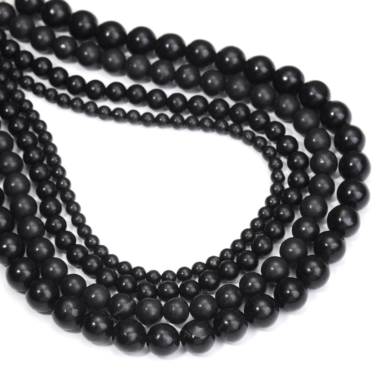 천연 Shungite 4/6/8/10mm 비즈 DIY 목걸이 팔찌 수제 보석 맞춤 패션..
