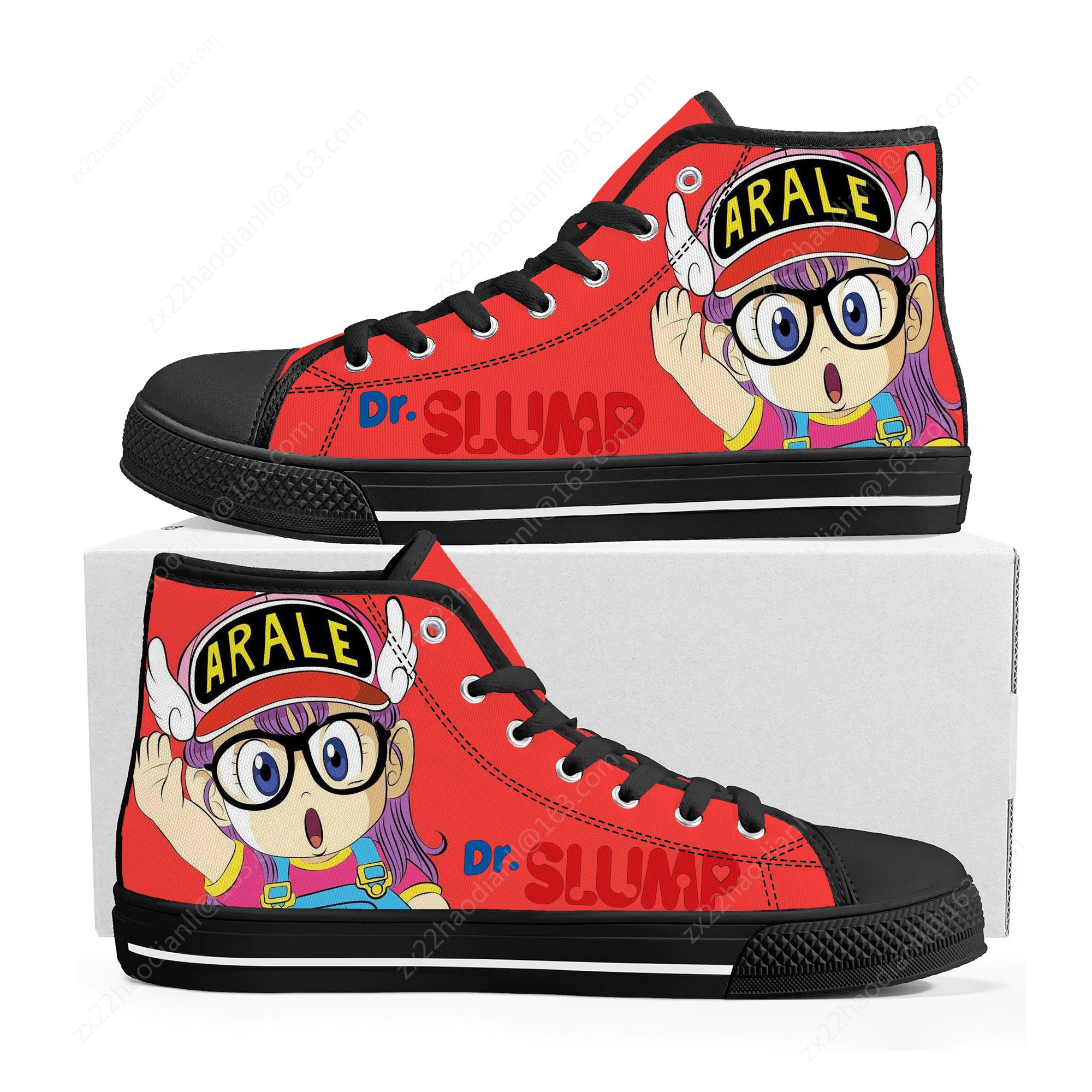 Japan Anime Manga Cartoon Arale Dr Slump High Top Sneakers Mens Womens Teenager Canvas Sneaker Casual Couple Shoes Custom Shoe