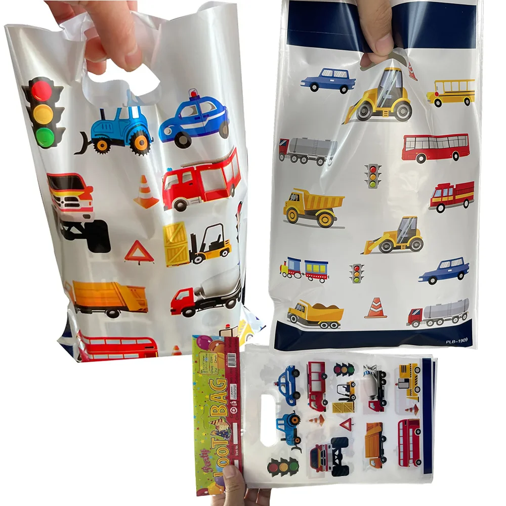 

30 pcs Kids Construction Truck Birthday Gift Bags Construction Cars gift Bags candy Bags Excavator Truck Plastic Favor Bags Baby