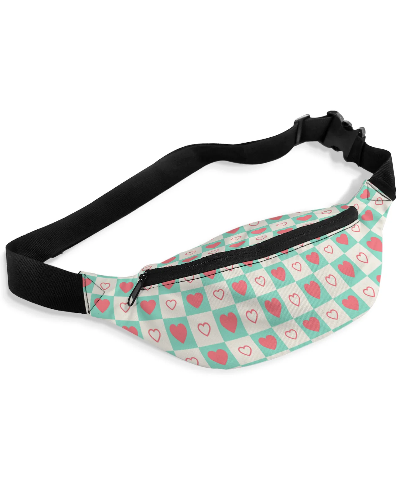 

Checkered Love Simple Waist Packs Shoulder Bag Unisex Messenger Bag Casual Fashion Fanny Pack for Women