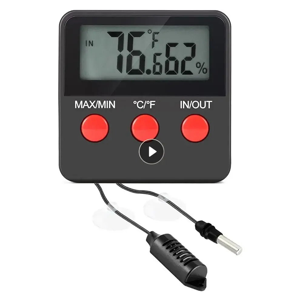 사육 상자 온도 및 습도 계량기 온실 농업 온도계, 강한 흡착, 안정적인 흡입 컵, 파충류 애완 동물 