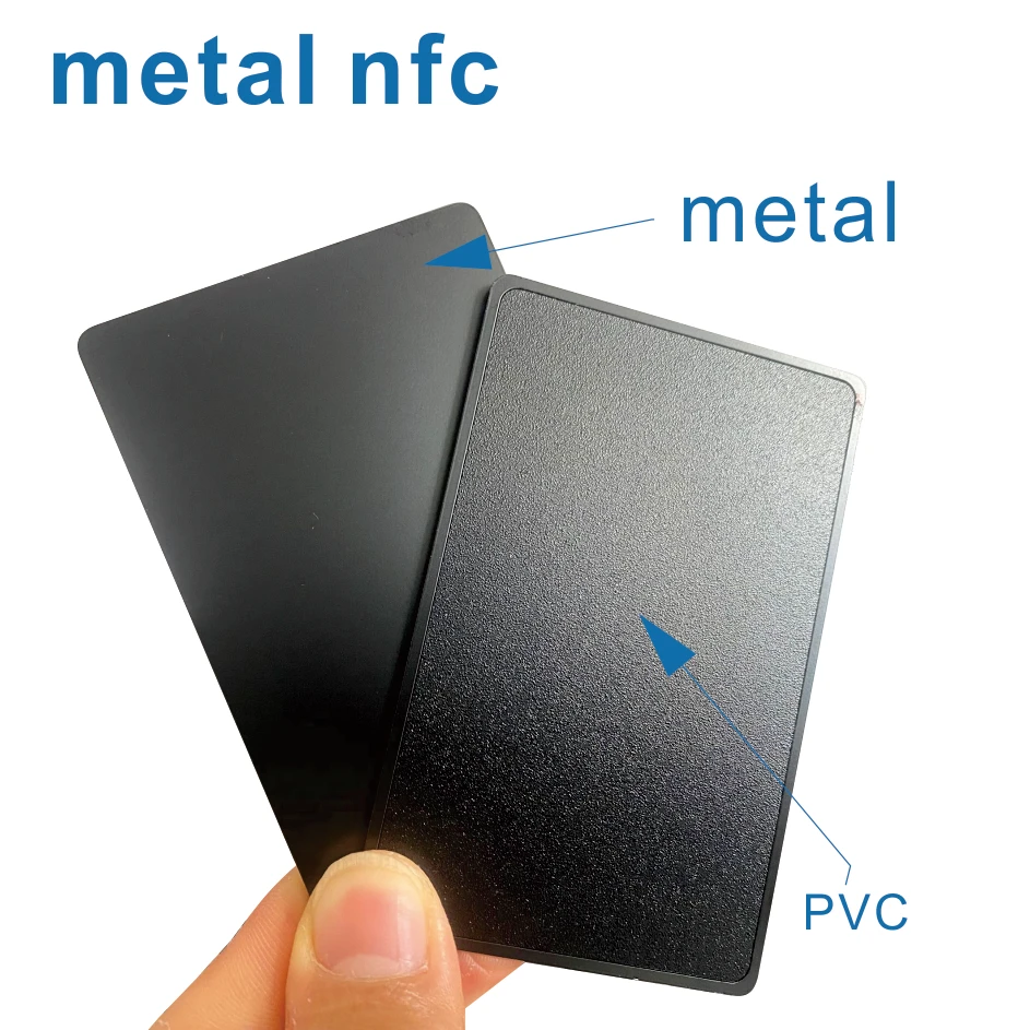 Metal Nfc Stainless Steel Card Black Metal Business Card Size 85*53mm Matte Frosted With Chip
