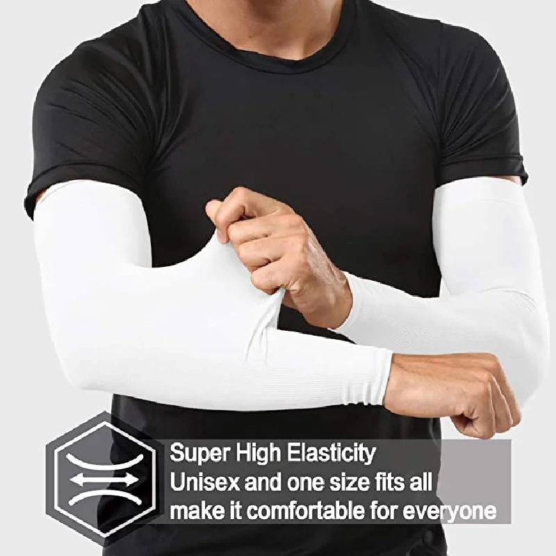 UV Protection Ice Silk Arm Sleeves - Fingerless Gloves for Cycling and Driving (2 Pairs)