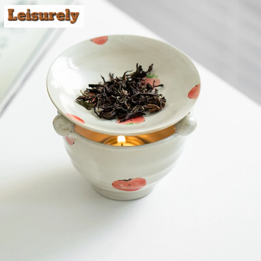 Hand-painted Strawberry Roasted Tea Stove Japanese Powder Yin Aroma Enhancer Burner Flavoring Tea Leaf Rack Kung Fu Ceremony