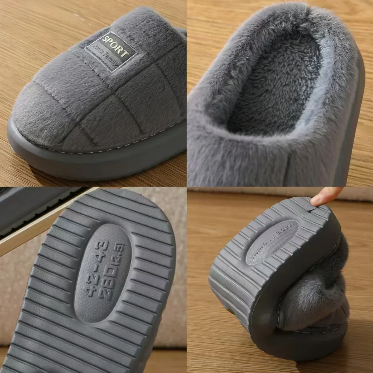 Soft Slippers Men Shoes Fashion Mens Slippers EVA Cotton Slippers Home Warm Couples Shoes Soft Non Slip Flat Fur Winter Platform Women Slipper