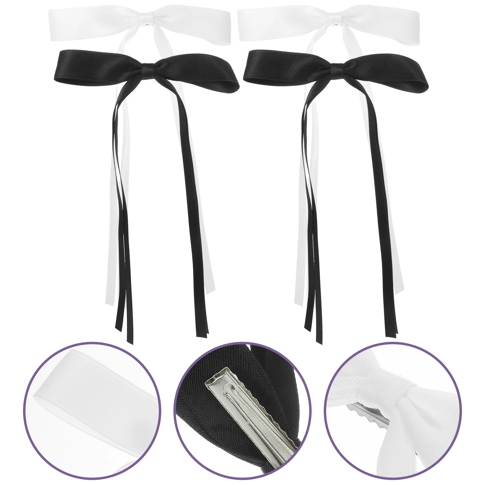 

4 Pcs Bow Hairpin Clip for Women Barrettes Girls Bows Lace Accessory Miss Clips