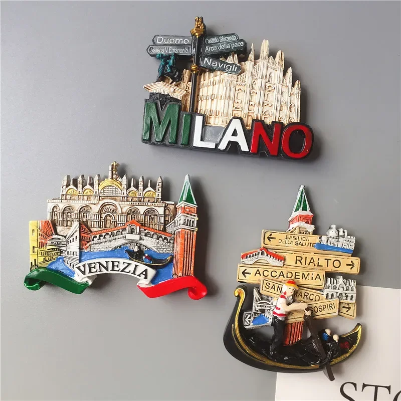 Magnetic Fridge Magnets European Souvenir Milan Venice Stereo Resin