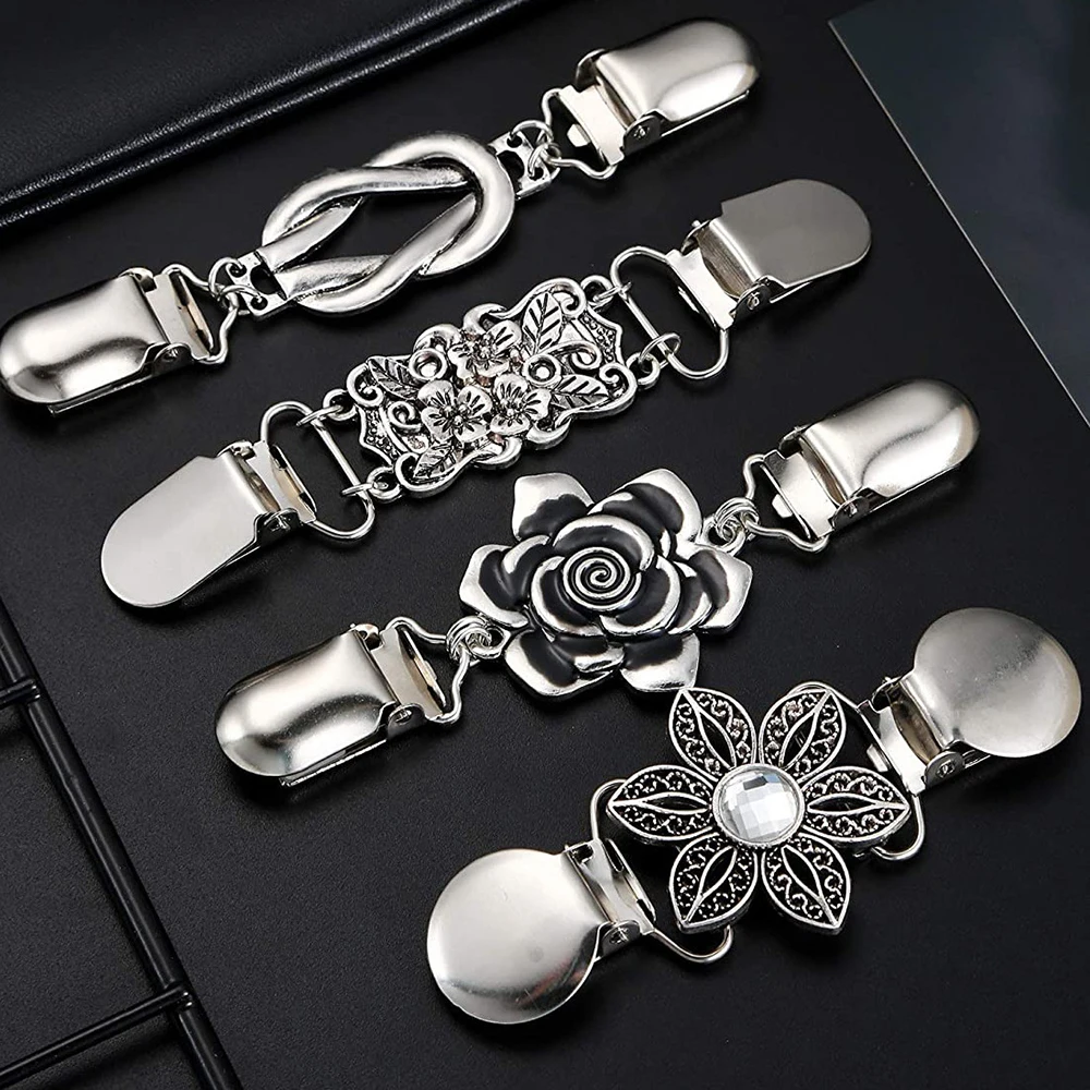 Classic Brooches 1/4PCS Cardigan Clip Multi Styles Sweater/ Shawl/ Shirt Decor Women Official Attire For