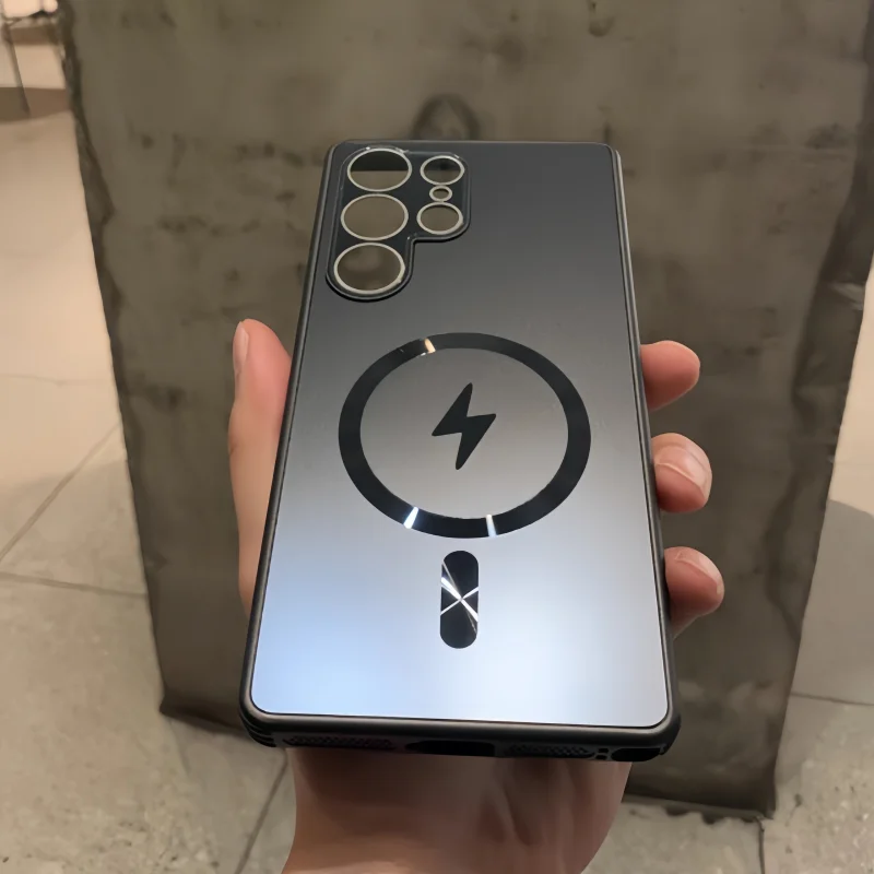 Ultra Thin Matte Magnetic Wireless Charging Case with Glass Lens Protection - Shockproof Cover