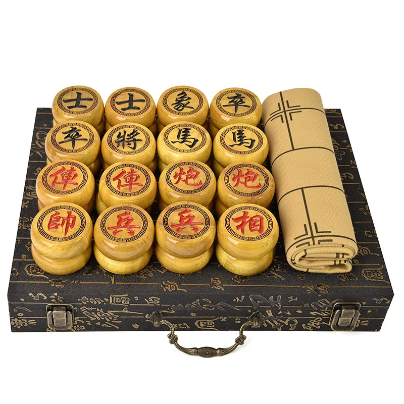 Parks Unique Chinese Chess Wooden  Leather Folding High Quality Chinese Chess Carved Tablero Ajedrez Games To Play In Family