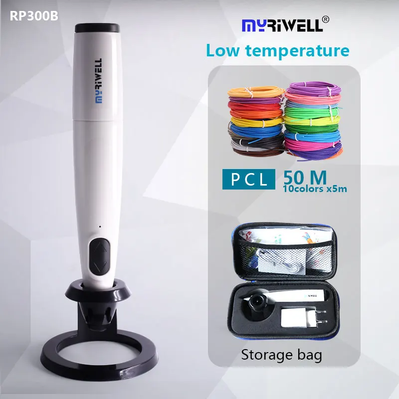 Myriwell Low Tempe 3D Printing Pen PR 300B 30 Colors PCL Filament 1.75mm Best for Kids Christmas Birthday Gift 3d Printing Pen