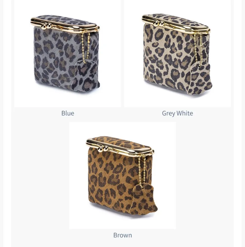 Leopard print leather coin purse color variations