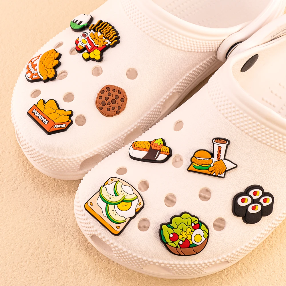 Cute Food Shoe Encantos para Sandálias, Acessórios de Sushi, Frango Frito, Decorações de Sapatos, Pins para Crianças, Homens e Mulheres, Favor Presentes, 1 PC, 9 PCs, 12PCs