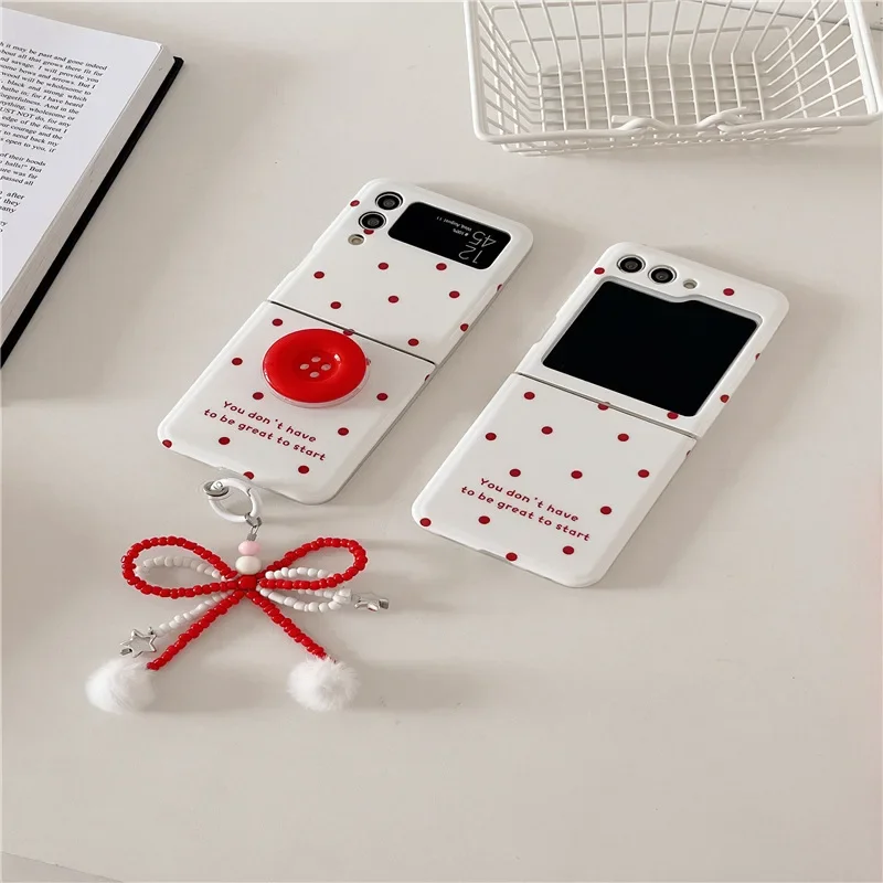 Red Polka Dot Button Holder Phone Case - Hard Shell with Stand Feature