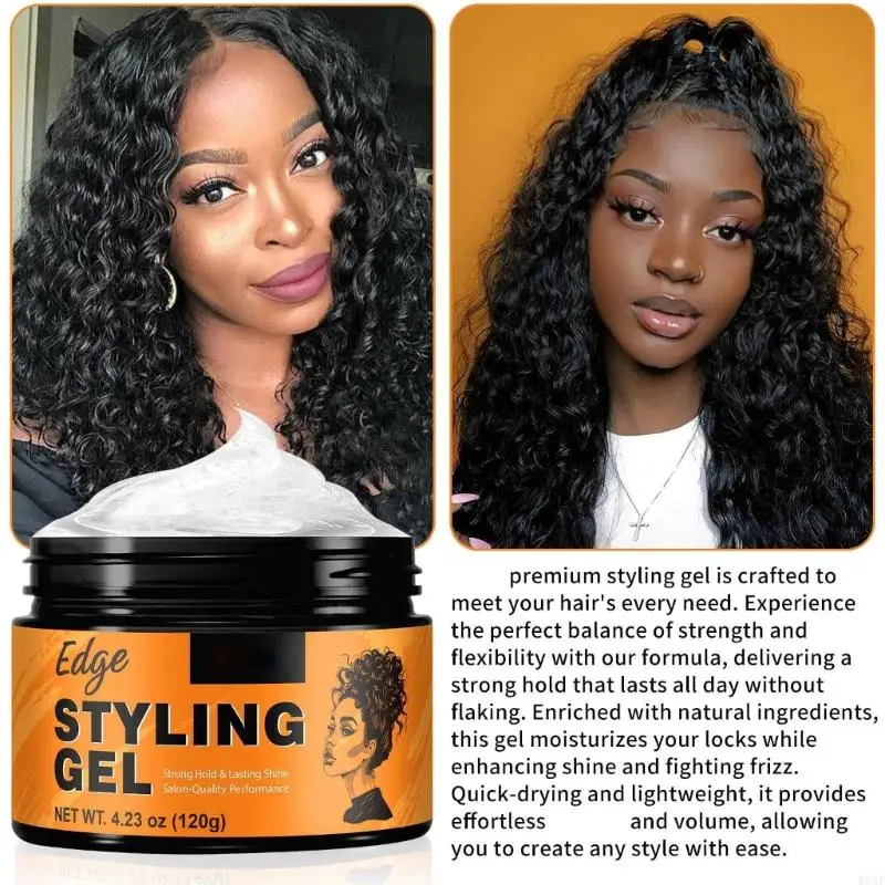 Hair Styling Gel Strong Hold Styling Gel Edges Control Hair Defining Fast Drying for Woman Man