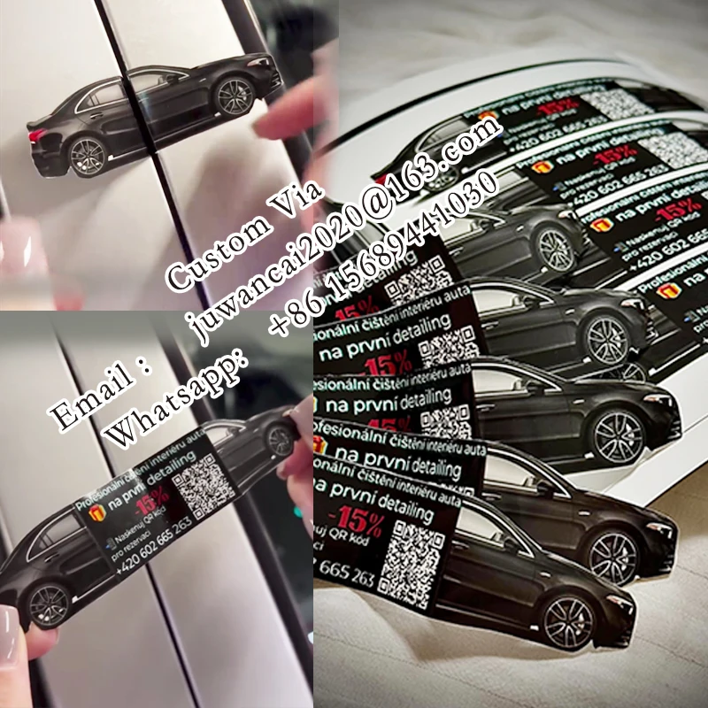 맞춤형 모바일 디테일링 접이식 명함 자동차 모양 택시 카드 인쇄 및 디자인 미러 전단지 QR 로고 3D 카드