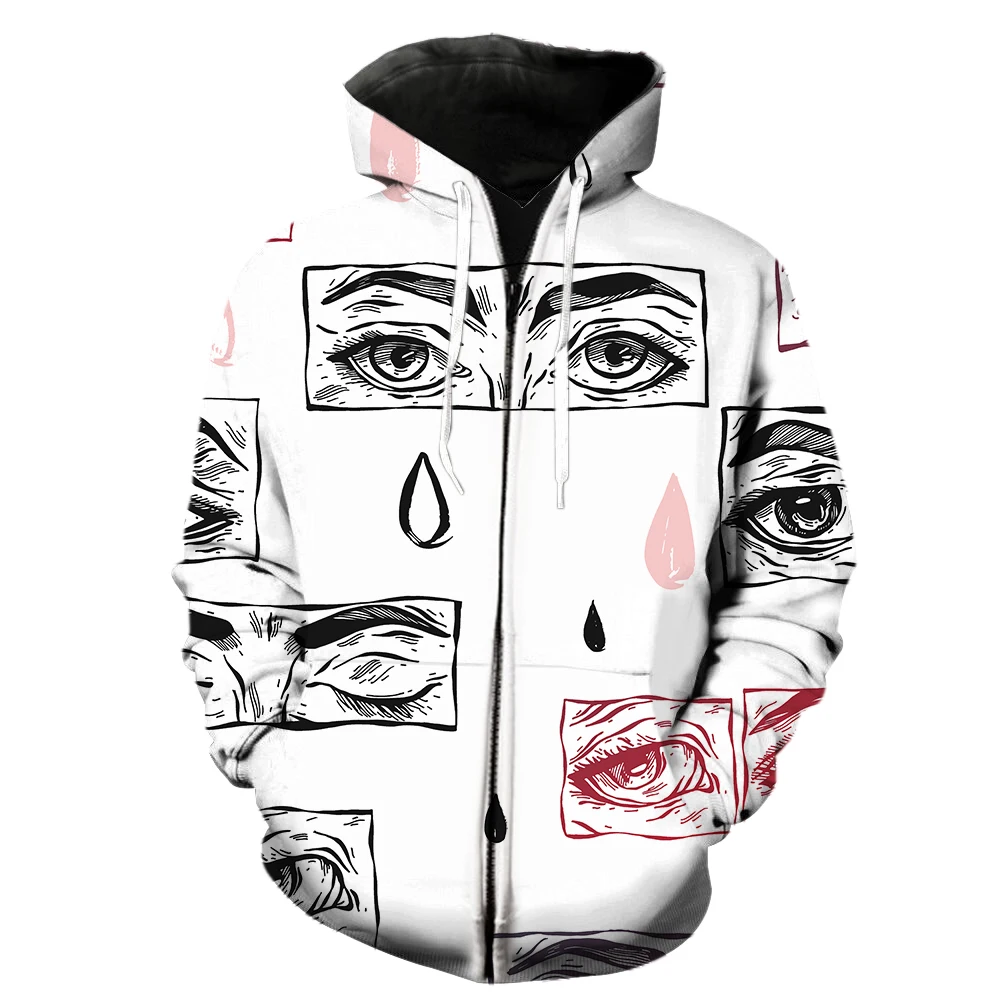 

Abstract Animal Tiger Eyes Men's Zipper Hoodie Long Sleeve Oversized Fashion 2022 Hot Sale Spring With Hood Jackets Casual Teens