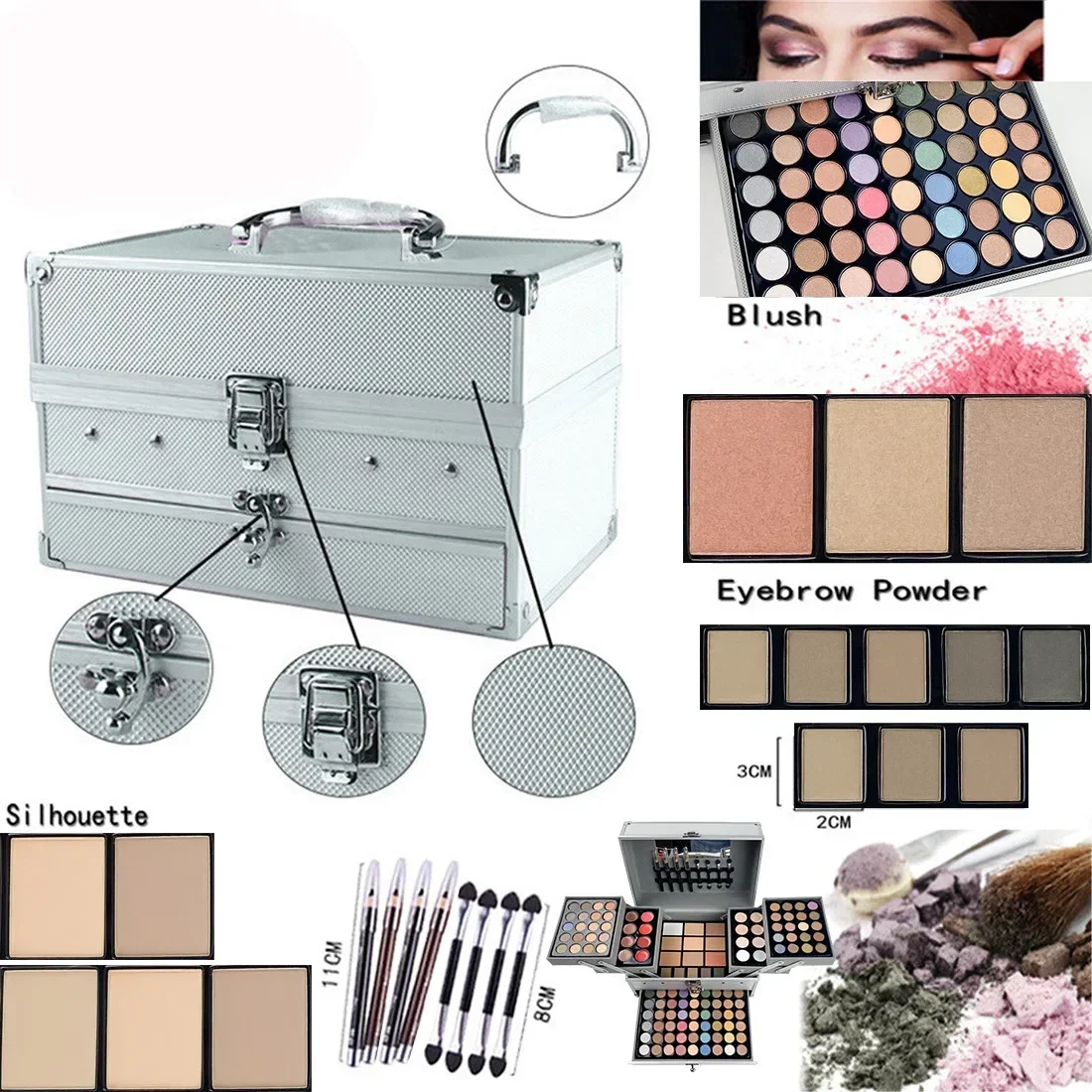 Makeup Set Box Eyeshadow Lip Blush Nail Polish Eyebrow Pencil Multi-functional Palette Christmas Wedding Birthday Gifts Cosmetic 3