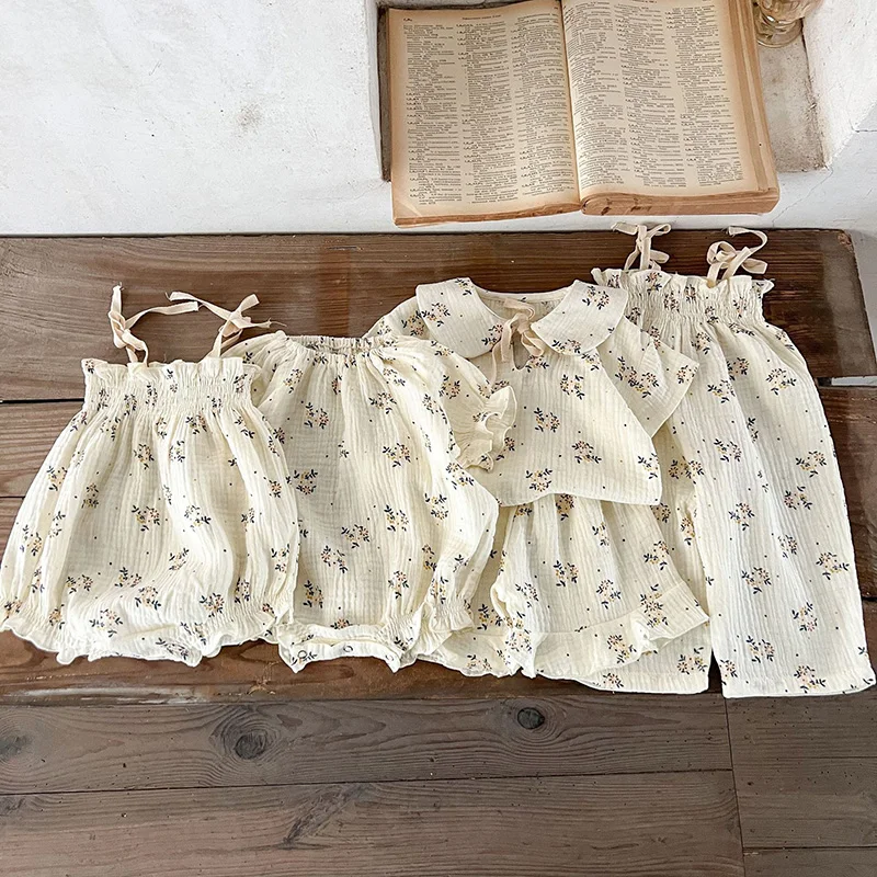 Korean Style Children Clothing Set Short Sleeved Cotton Printed T-Shirt+Shorts Newborn Baby Girls Clothing Suit For Summer 1
