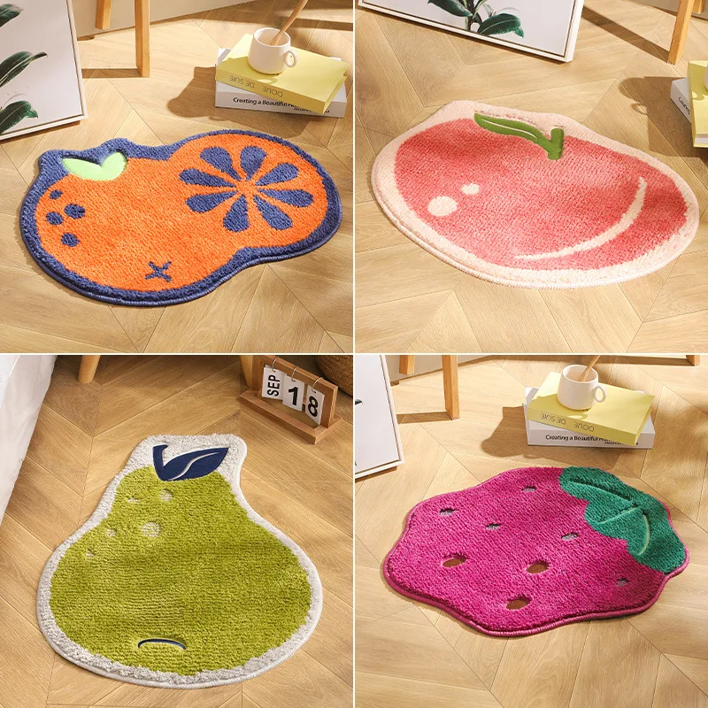 

Cute Bath Mat Different Fruit Shape Bathroom Mat 9 Colors Anti Slip Floor Carpet for Bedside Doorway Toilet Soft Comfortable