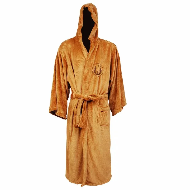 Jedi Cosplay Nightgown Male Homewear Flannel Robe Male With Hooded