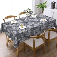 Nappe Moderne Blanche et Grise à Motif Floral Abstrait Sans Soudure pour la Maison, la Cuisine, les Dîners, les Fêtes et la Décoration de Fêtes 3