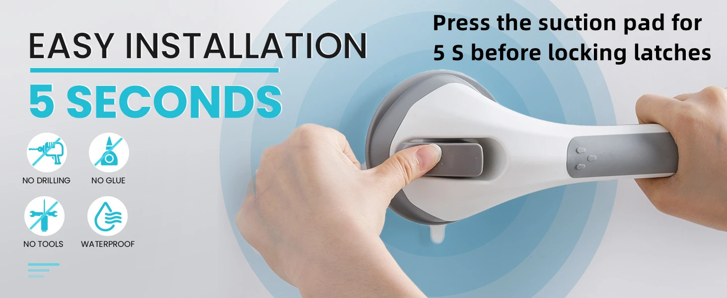 Description Picture 5 of itemTAILI Safety Helping Handle 2pcs Shower Handle Anti Slip Support Toilet Bathroom Safe Grab Bar Handle Suction Cup Handrail