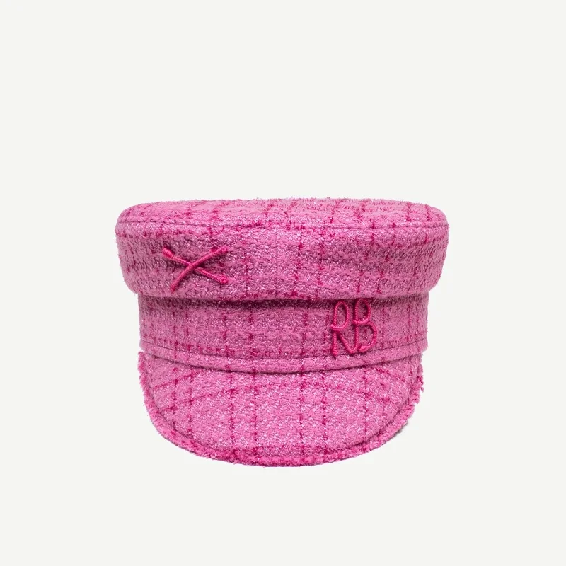 Cotton Newsboy Cap Multifunction Tweed Baker Boy Cap Women Fashion Pink Plaid Letter Newsboy Caps for Four Season